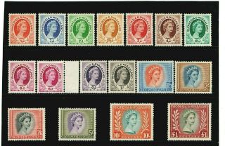 Rhodesia & Nyasaland 1954 Qe Ii Complete Set Of Stamps Very Good Cat£130.  00