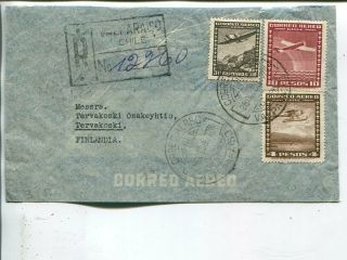 Chile Reg Air Mail Cover To Finland 1938