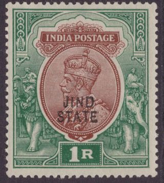 India Conv Jind Geov 1914 - 27 Sg76b 1r Brown & Green Lmm/vlmm Cv£38,