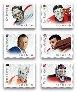 Goalies = Hockey = Nhl Set Of 6 Die Cut To Shape Mnh - Vf,  Stamps Canada 2015
