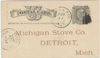 1886 Toledo & Lafayette Railroad Agt Marking On Postal Card Ohio & Indiana