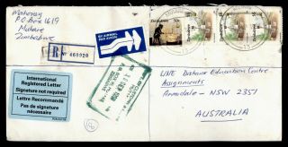 Dr Who 1996 Zimbabwe Mutare To Australia Registered Letter Air Mail C131148