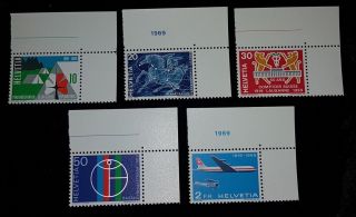 1969 Switzerland Stamps 495 496 497 498 & 499 Set Mnh Girl Scouts Airmail