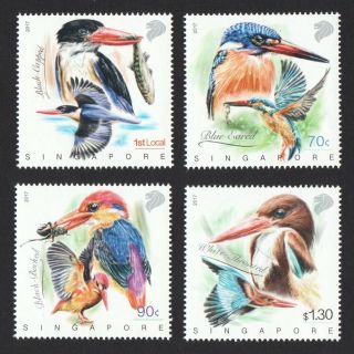 Singapore 2017 Kingfishers Bird Comp.  Set Of 4 Stamps Mnh