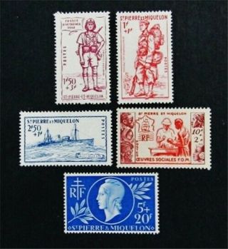 Nystamps French St.  Pierre & Miquelon Stamp B8a//b14 Og H $30
