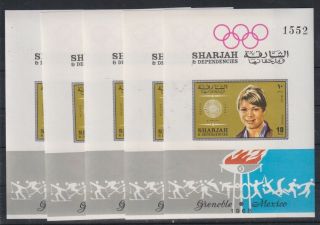 O308.  5x Sharjah - Mnh - Sports - Olympics - Imperf