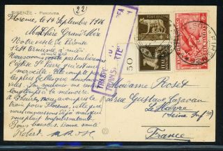 Italy Postal History Lot 779 1935 Air Handstamp Firenze - Le Havre $$$