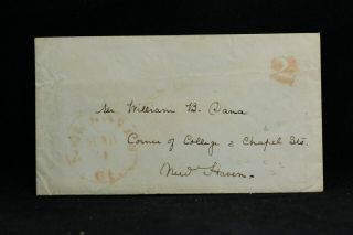 Connecticut: Haven 1848 Stampless Cover,  Letter,  Red Cds & 2c Drop Rate