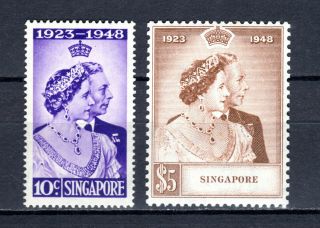 Singapore Malaya Straits Settlements 1948 Kgvi Silver Wedding Set Of Mnh Stamps
