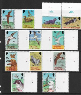Tristan Da Cunha 1977 Birds Set Of 12,  1p - £2 Nh