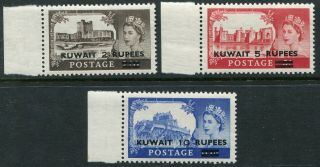 Kuwait Qeii 1955 - 57 On Gb High Values To 10r/10s Sg 107 - 109 U/m (cat.  £30)