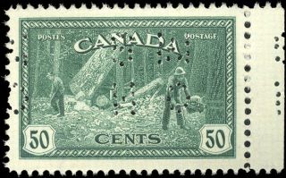 Canada O272 Xf Og Nh 1946 Lumbering 50c Dark Blue Green Ohms Perfin