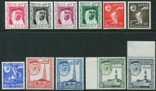 Qatar 1961 Complete Set 5np - 10r Sg 27 - 37 Unmounted (cat.  £120)