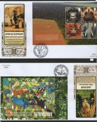 Gb 2011 Benhams Gold Fdc Wwf 50th Anniv Booklet Panes 4 Pmk Stamps 4 Covers