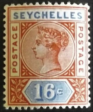 Seychelles 1890 - 92 Qv 16c Brown & Blue (die Ii) Mnh Wmk.  C.  Ca P.  14 S.  G.  14