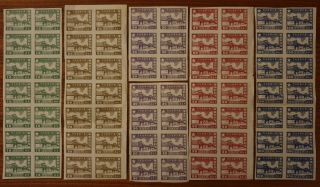1949 Prc China - $20/30/50/100 Part Sheets Of 14 (60 Total Stamps) Mnh Folded