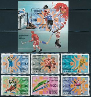 Guinea - Sarajevo Olympic Games Mnh Sports Set 869 - 75 (1984)
