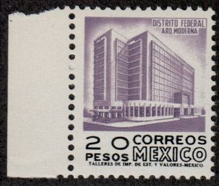 Mexico,  Scott 1102,  20p,  Perf.  14,  No Wmk,  Fosf,  Mnh,  Type V A,  Arquitectura,  Mussot=$20
