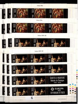 / Malta - Mnh - Europa Cept 1975 - Painting - People - 10 Sheets - 100 Sets