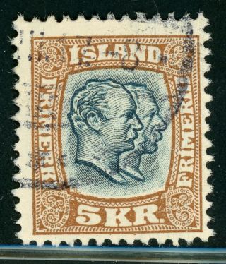 Iceland Selections: Scott 85 5k Brown/slate Wmk113 Cv$350,
