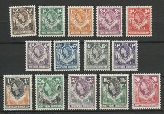 Northern Rhodesia 1953 Elizabeth Ii Definitive Set X14 Lmm