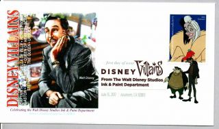 Walt Disney Villians Digital Color Cancel Fdc,  101 Dalmations Cruela Devil
