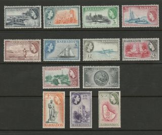 Barbados 1953 Elizabeth Ii Definitive Set Of 13 Complete Vlmm