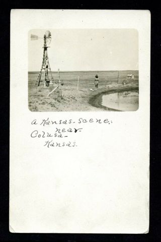 U.  S.  Rppc Kansas Windmill W/dpo Cancel 4 - Bar Colusa Kans.  1910 (1887 - 1913) Cal.