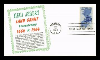 Us Cover Jersey Land Grant Tercentenary Fdc Khol Kraft Cachet