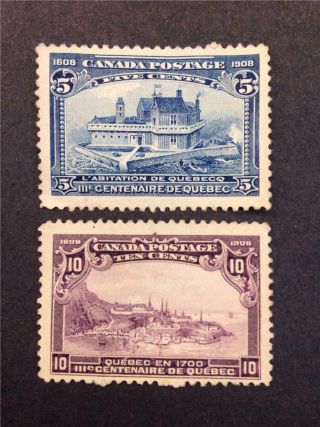 Canada 1908 Quebec Centenary Issue 5c & 10c Stamps
