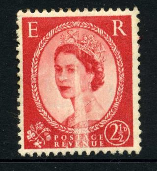 Gb 1955 Queen 2 1/2d Type 1 With Printing Flaw -