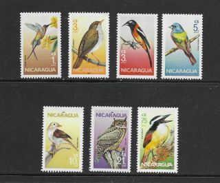 Nicaragua 1986 Birds Set Of 7 Nh