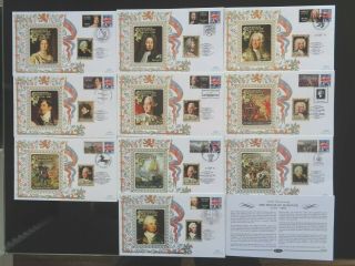 Great Britain 2011 Set Of 10 X Benham Silk Covers House Of Hanover Double Stamp