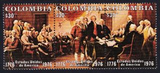 Colombia Bicentenary Of American Revolution Strip Of 3v Mnh Sg 1405 - 1407 Sc 846