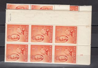 Seychelles Kgvi 1952 3c Sheet Of 50 Folded Mnh J2134