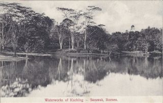 Sarawak Straits V.  Scarce Postcard Kuching Waterworks In Pristine