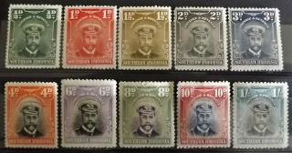 Southern Rhodesia Kg V 1924 - 29 Part Set Mh 1/2d - 1/ - 10 Stamps S.  G.  1 - 10 Vgc