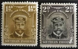 SOUTHERN RHODESIA KG V 1924 - 29 PART SET MH 1/2d - 1/ - 10 STAMPS S.  G.  1 - 10 VGC 4
