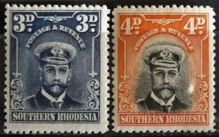 SOUTHERN RHODESIA KG V 1924 - 29 PART SET MH 1/2d - 1/ - 10 STAMPS S.  G.  1 - 10 VGC 6