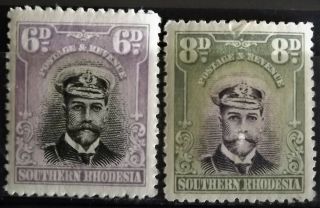 SOUTHERN RHODESIA KG V 1924 - 29 PART SET MH 1/2d - 1/ - 10 STAMPS S.  G.  1 - 10 VGC 8