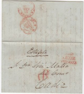 1850 De Gibr S Roque Anda Baxa Girbraltar Letter Estafeta To Jose Matia Spain