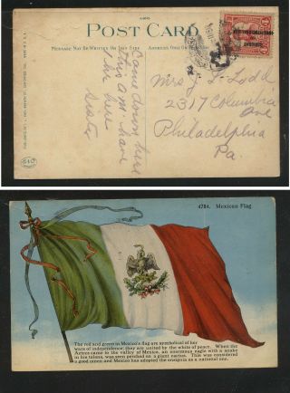 Mexico Overprinted Stamp On Flag Post Card To Us Kl0114