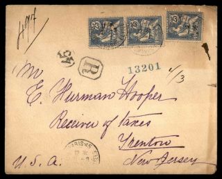 Mayfairstamps France 1900s Paris To Us Trenton Nj Registered Cover Wwb24373
