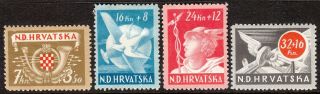 Stamp Croatia Sc B052 - 5 1944 Wwii 3rd Reich Ndh Railway Employees Aid Mnh
