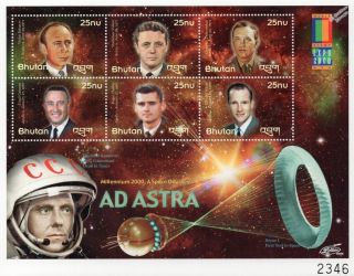 Apollo 1 Astronauts & Soyuz 11 Cosmonauts Memorial Space Stamp Sheet/2000 Bhutan