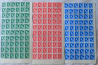 Gb Keviii 1936 3 Stamp Quarter Sheets - Up To 2.  5d Mnh