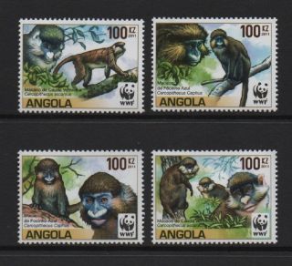 Angola 2011 Wwf Endangered Species - Monkeys Vf Mnh