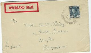 Iraq 1934 Printed Overland Mail Cover Mosul To Uk