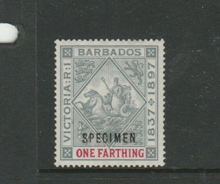 Barbados 1897 Diamond Jubilee Opt Specimen 1/4d Mm Sg 116s