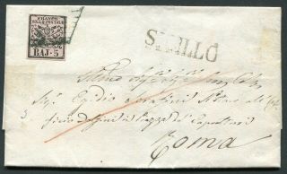 Italy (stato Pontificio) 1856 5b Sass.  6a Entire Letter To Roma (cat.  €75)
